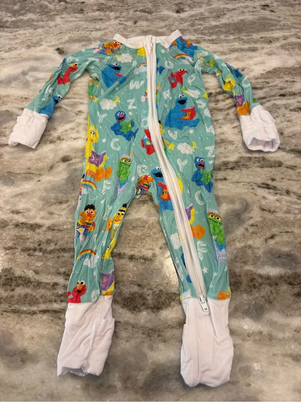 Little Sleepies Aqua Sesame Street Character Zip Footed Zippy One-Piece